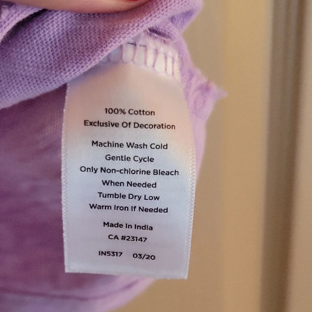 Talbots Lavender Lace V-Neck Tee, 100% Cotton - Picture 3 of 3
